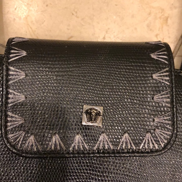 HP🥳100% Authentic lizard skin Versace black bag❤️ - Picture 2 of 10